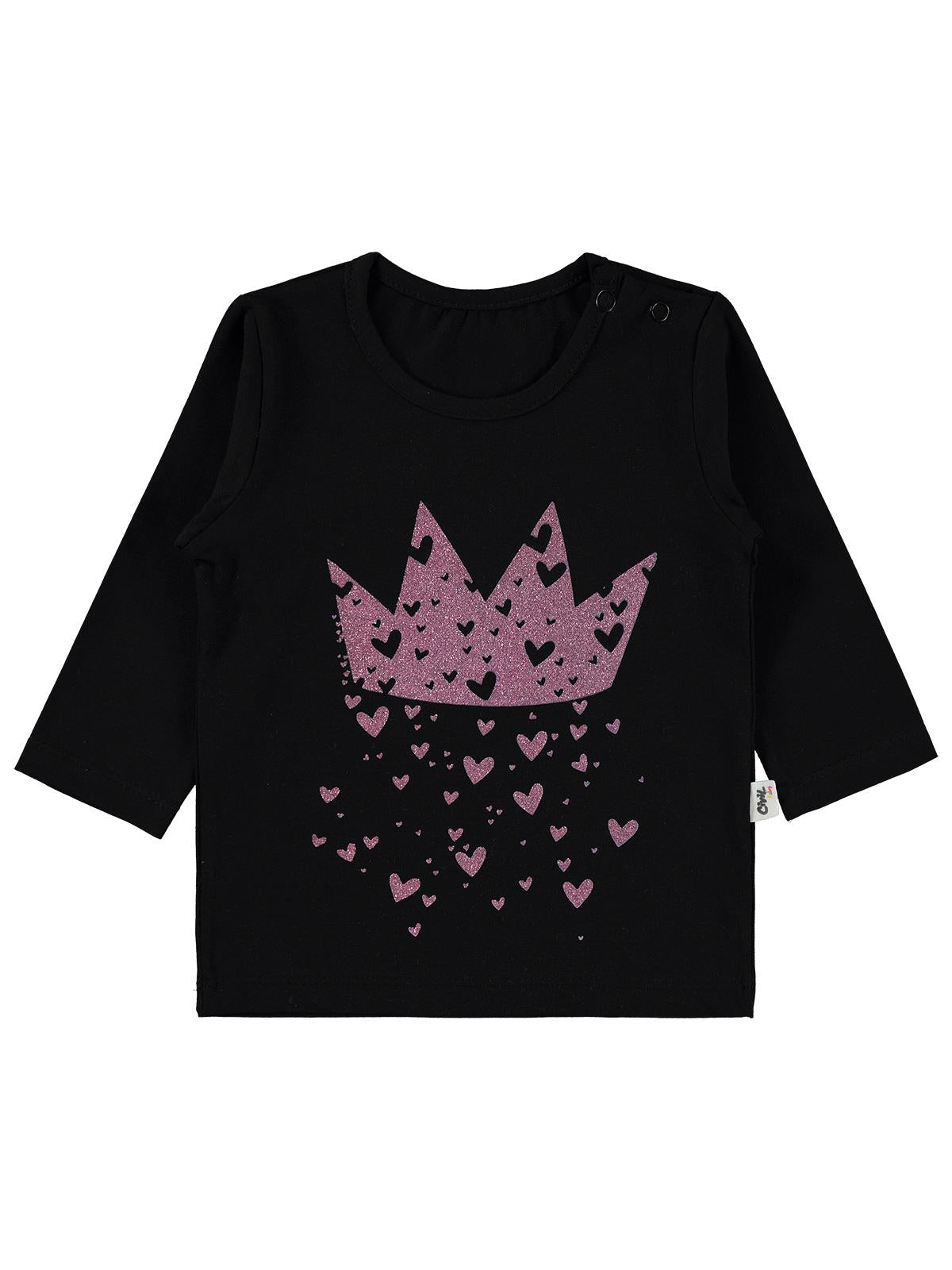 Civil Baby Taç Kalp Baskılı 6-18 Ay Sweatshirt - Siyah