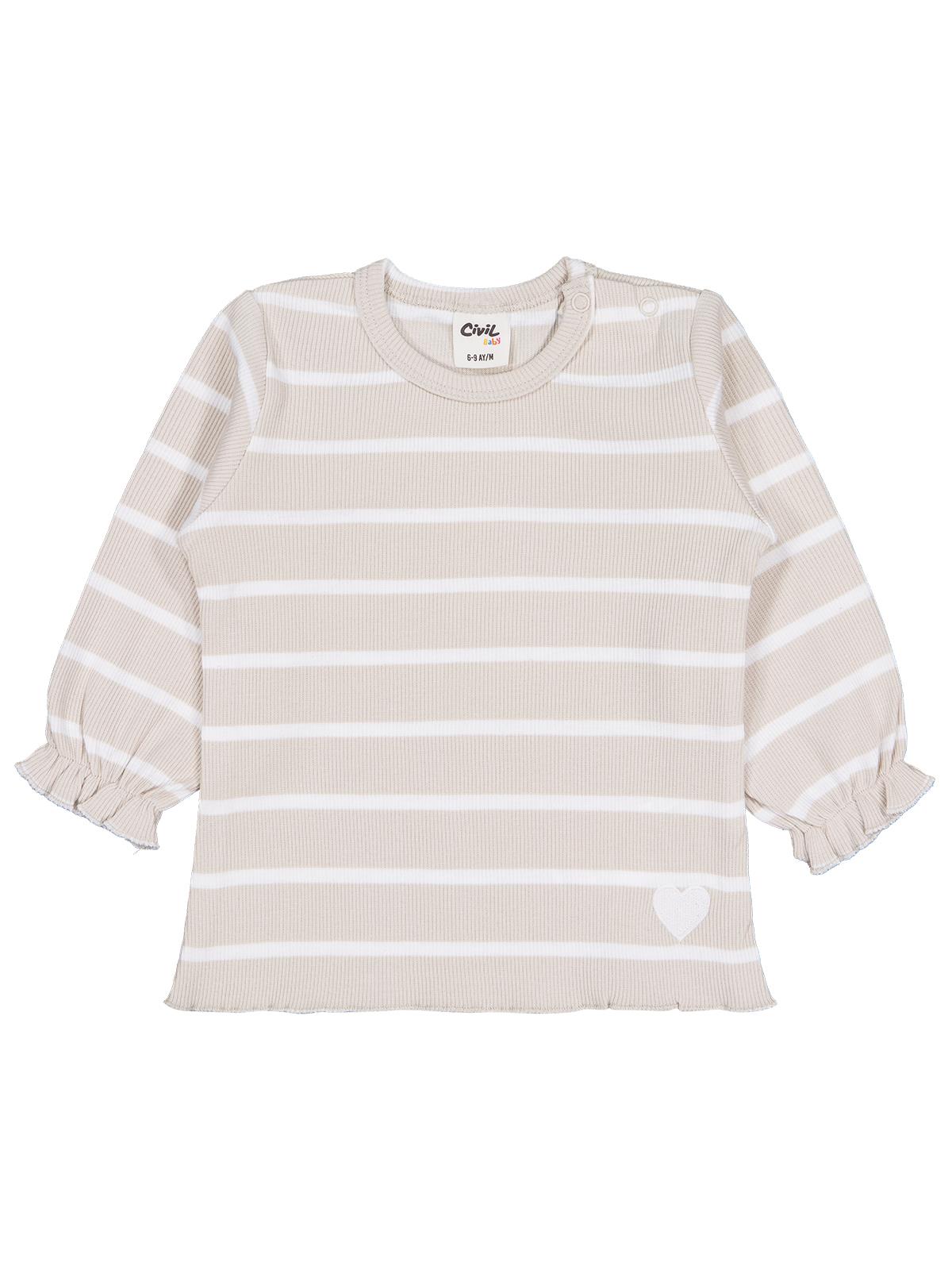 Civil Baby Çizgili 6-18 Ay Sweatshirt - Bej