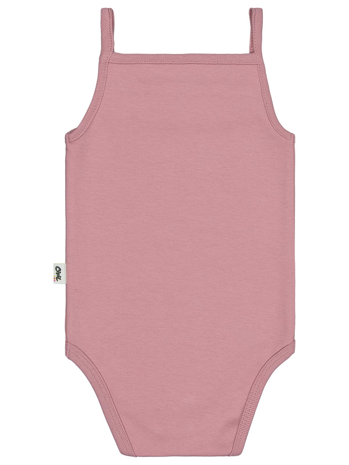 Civil Baby Penye İp Askılı Dantelli  Kız Çıtçıtlı Badi - Pembe