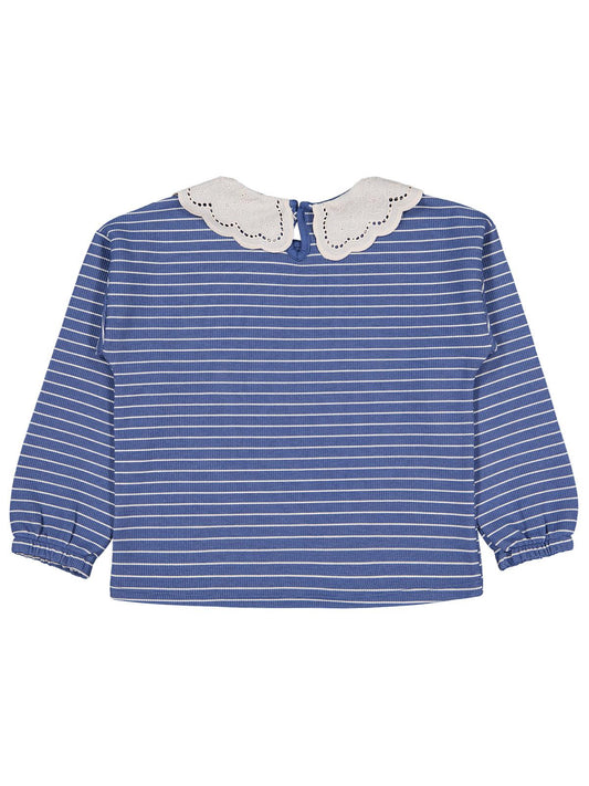 Civil Kız Çocuk Çizgili Sweatshirt | Waffle Uzun Kol Bisiklet Yaka | Okul Kreş ve Günlük Kullanım - Yeşil