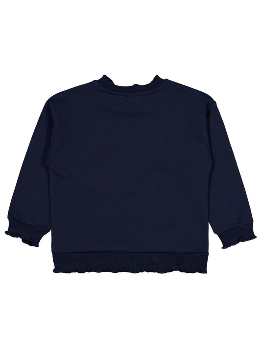 Civil Kız Çocuk Best Vibes Nakışlı Sweatshirt | 2 İp Uzun Kol | Okul Kreş ve Günlük Kullanım - Lacivert
