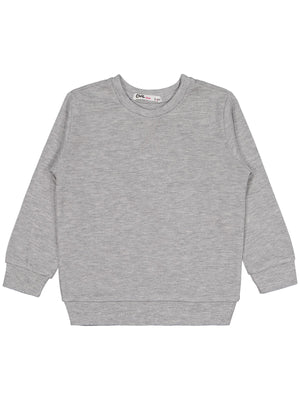 Civil Kız Çocuk Düz Sweatshirt | İnterlok Uzun Kol Bisiklet Yaka | Okul Kreş ve Günlük Kullanım - Gri