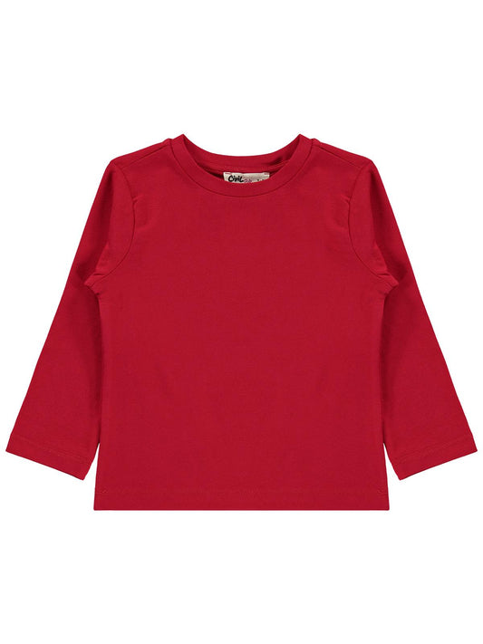 Civil Girls  Kız Çocuk Basic Sweatshirt | Likralı Süprem Uzun Kol | Okul Kreş ve Günlük Kullanım - Kırmızı