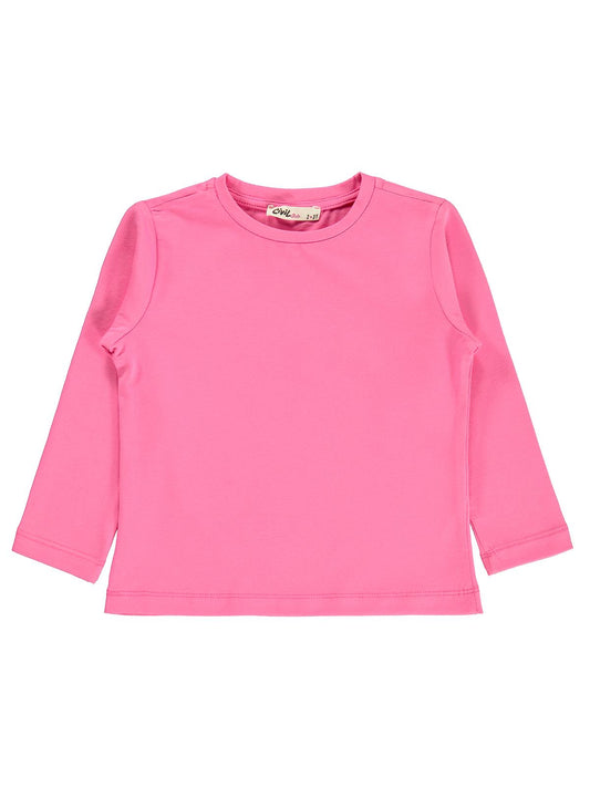 Civil Girls  Kız Çocuk Basic Sweatshirt | Likralı Süprem Uzun Kol | Okul Kreş ve Günlük Kullanım - Pembe