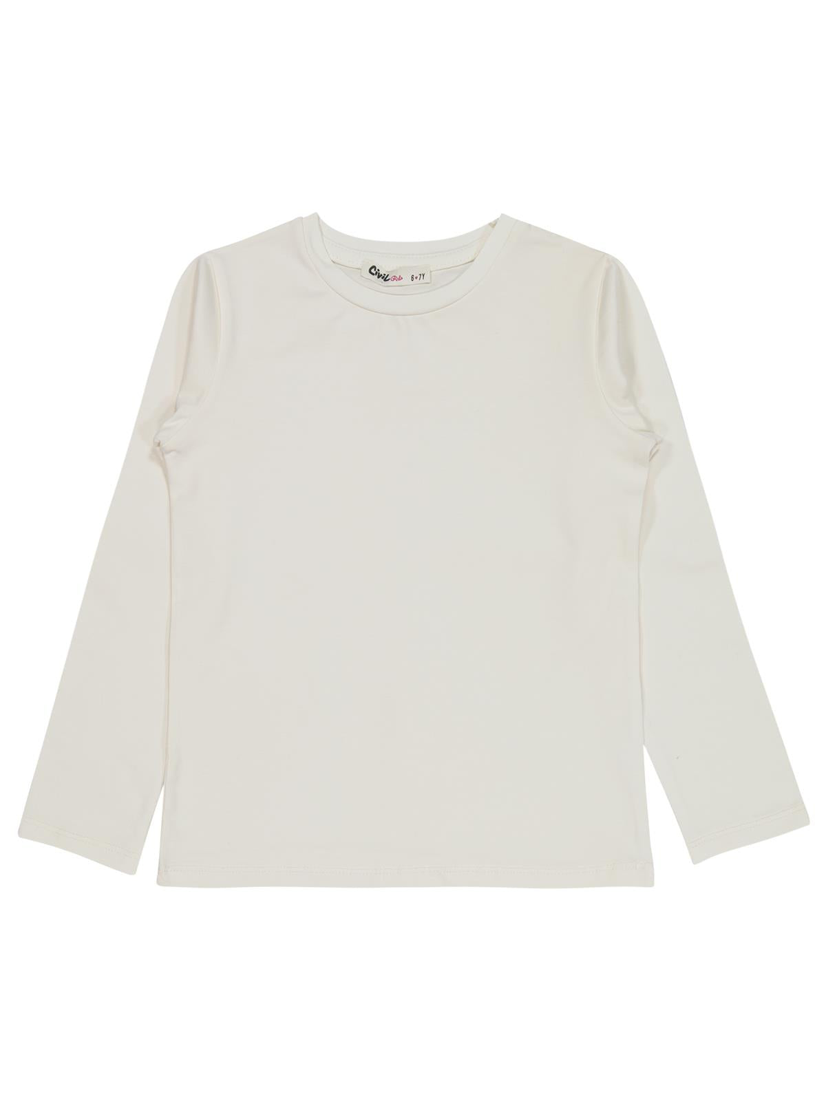 Civil Girls Kız Çocuk Basic Sweatshirt | Likralı Süprem Uzun Kol | Okul Kreş ve Günlük Kullanım - Beyaz