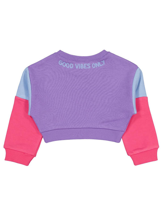 Civil Kız Çocuk Good Vibes Only Baskılı Sweatshirt | 3 İp Şardonsuz | Okul Kreş ve Günlük Kullanım - Lila