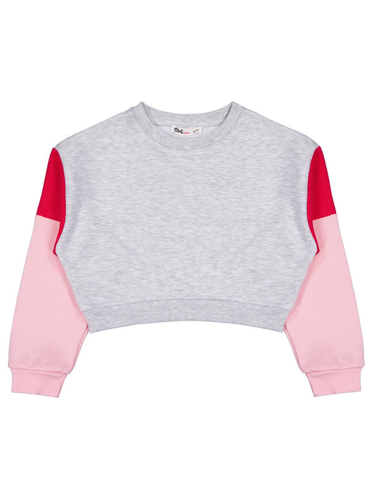 Civil Kız Çocuk Good Vibes Only Baskılı Sweatshirt | 3 İp Şardonsuz | Okul Kreş ve Günlük Kullanım - Gri