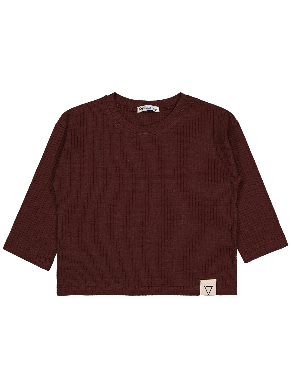 Civil Erkek Çocuk Jakar Petek Sweatshirt | Jakarlı İnterlok Uzun Kol | Okul Kreş ve Günlük Kullanım - Bordo