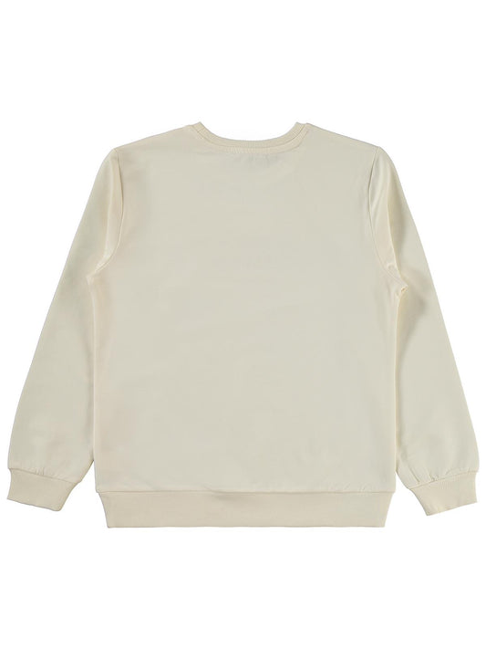Civil Kız Çocuk Brooklyn Baskılı Sweatshirt | 2 İp Uzun Kol | Okul Kreş ve Günlük Kullanım - Ekru