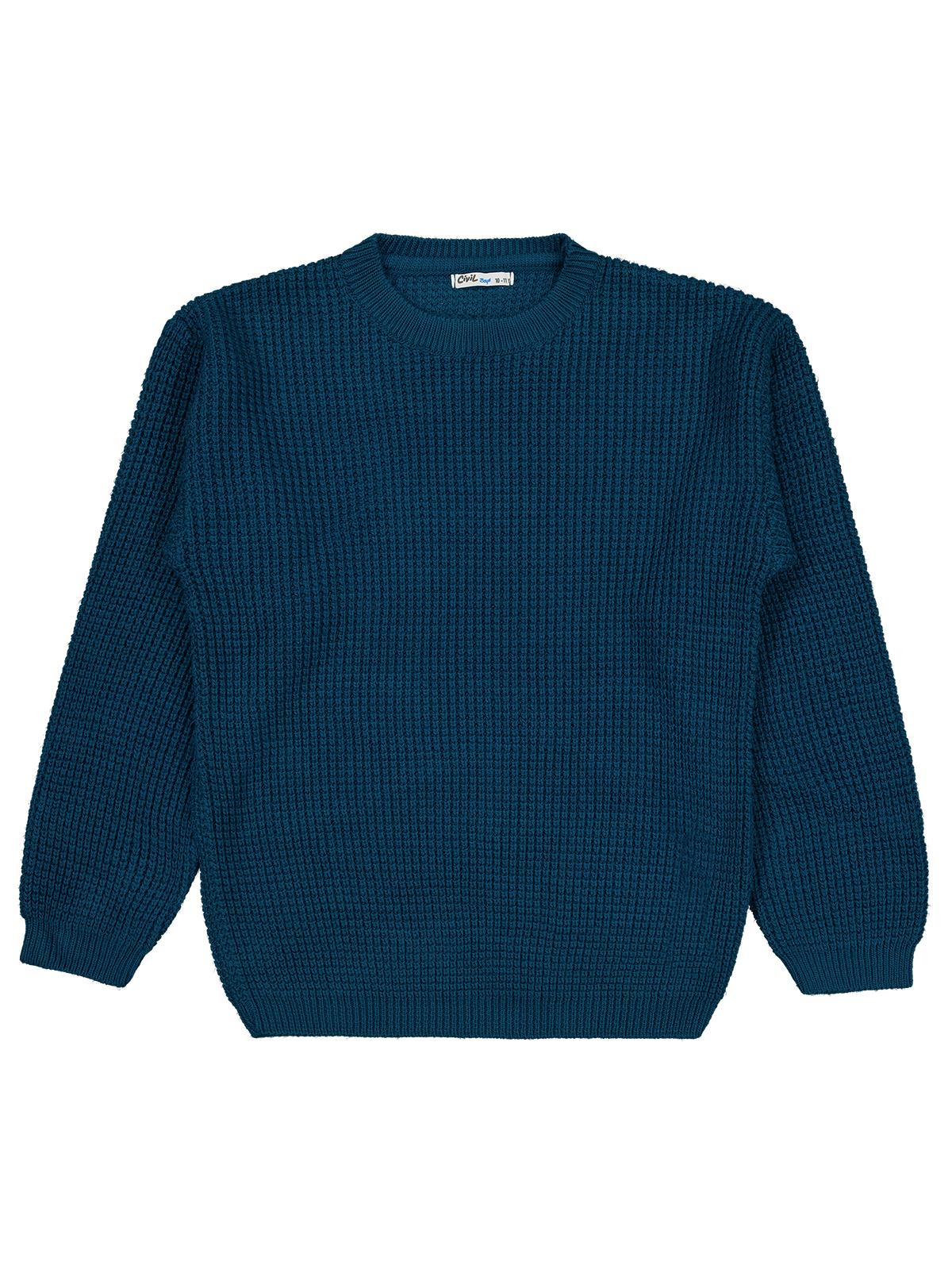 Civil Boys Waffle Örgülü 10-13 Yaş Kazak - Yeşil