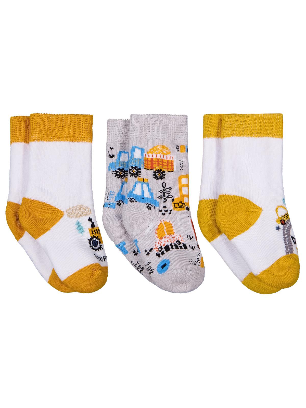 Civil Baby İş Makinesi Havlu 6- 3'lü Bebek Erk Çorap Set