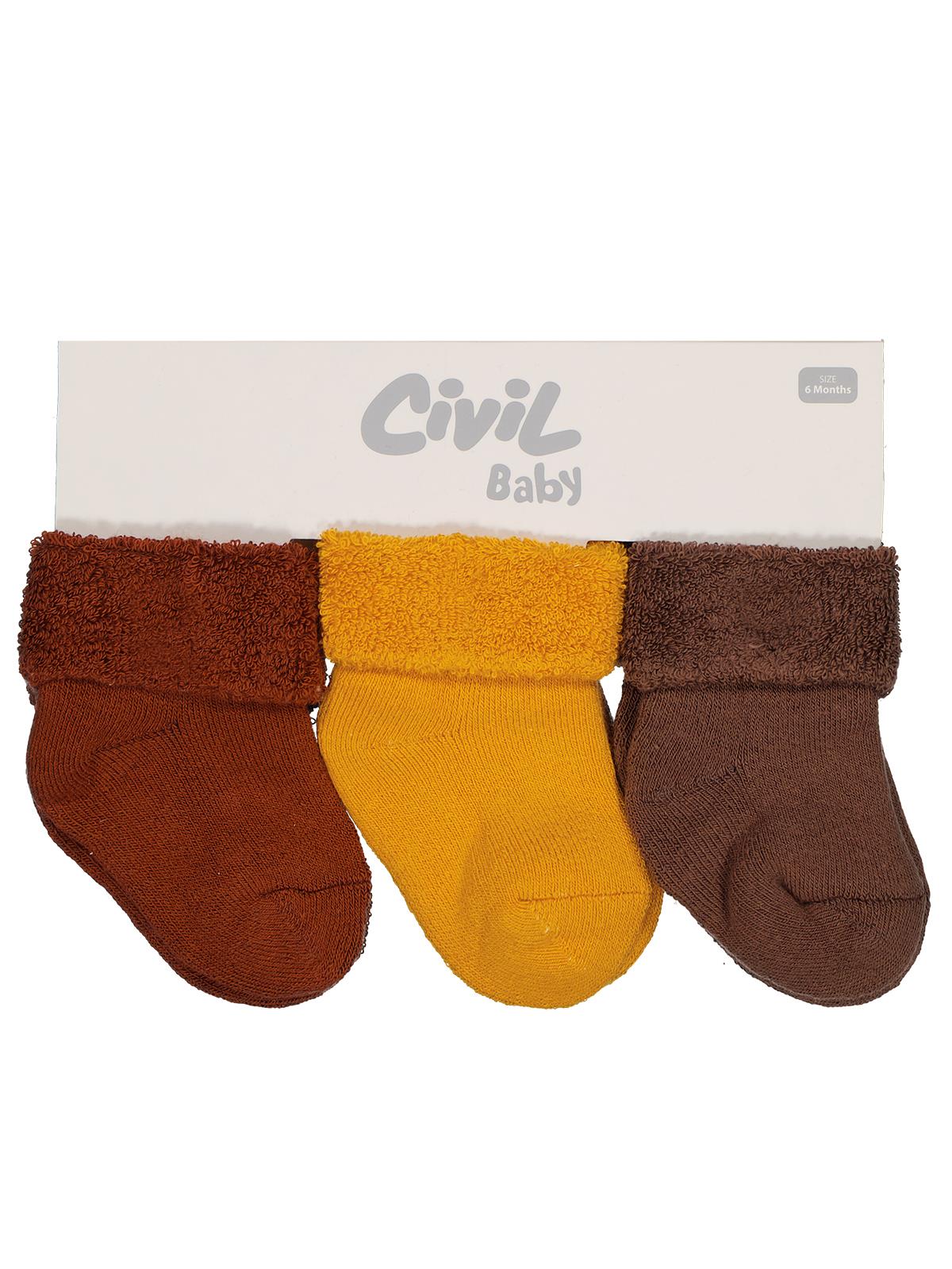 Civil Baby Basic Kıvrık Havlu 6- 3'lü Bebek Erkek Çorap Set