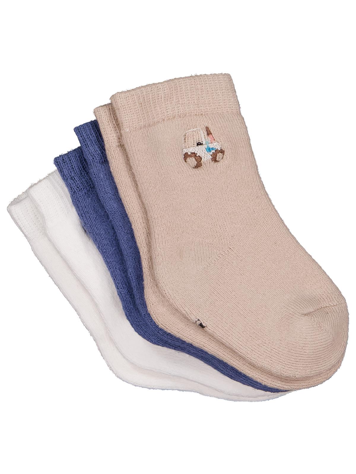 Civil Baby Nakışlı Kıvrık Havlu 6-18 Ay 3'lü Bebek Erkek Çorap Set