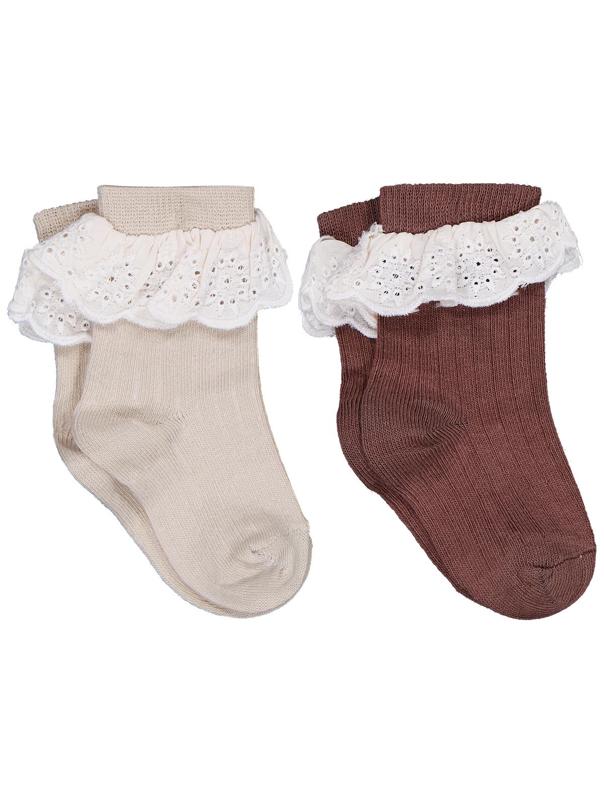 Civil Baby Dantel Aksesuarlı 2'li 6- Bebek Kız Çorap Set