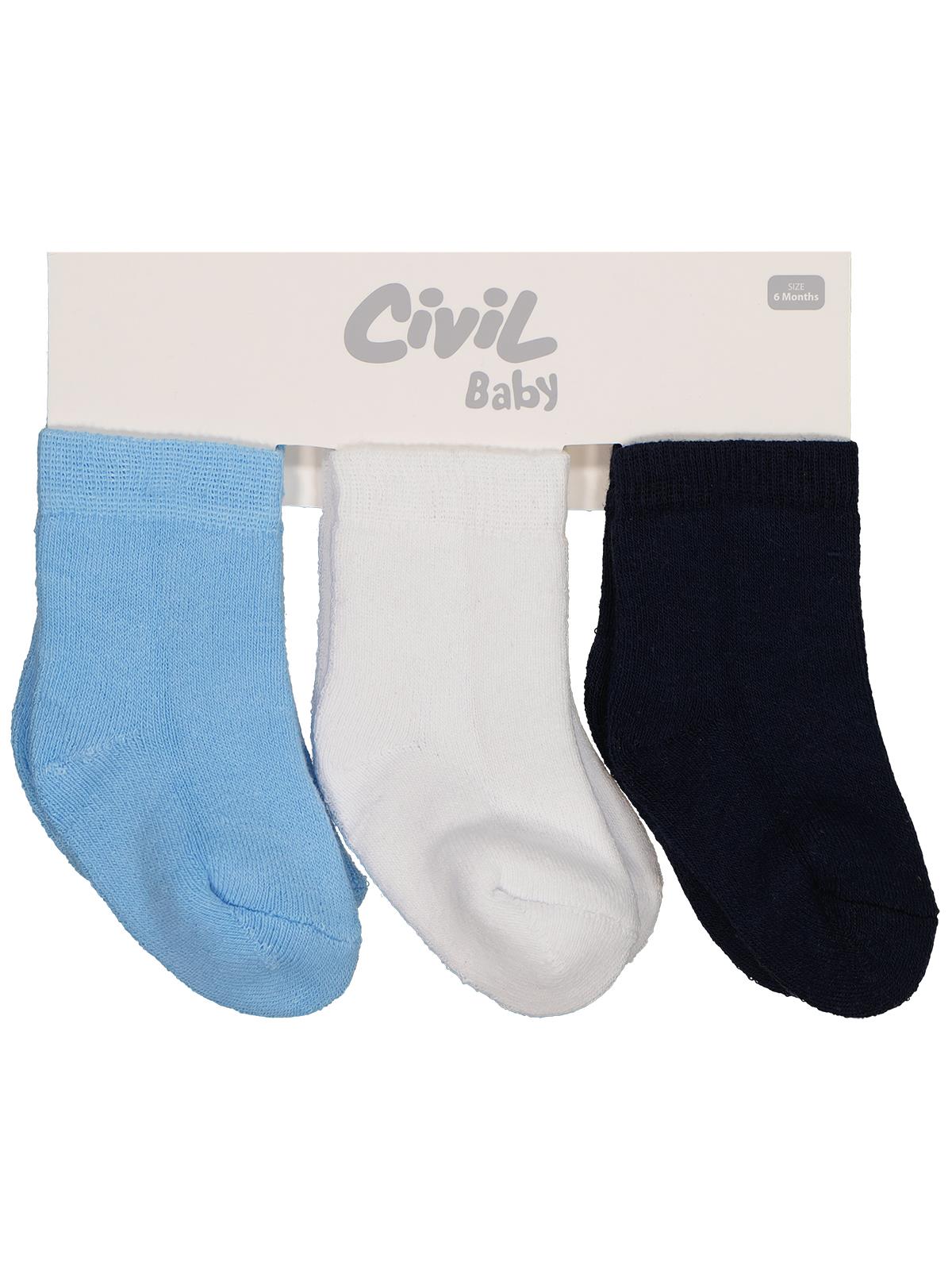Civil Baby Basic Havlu 6- 3'lü Bebek Erkek Çorap Set