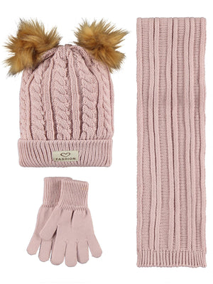 Civil Girls 6-9 Yaş Atkı Bere Eldiven Set - Pembe