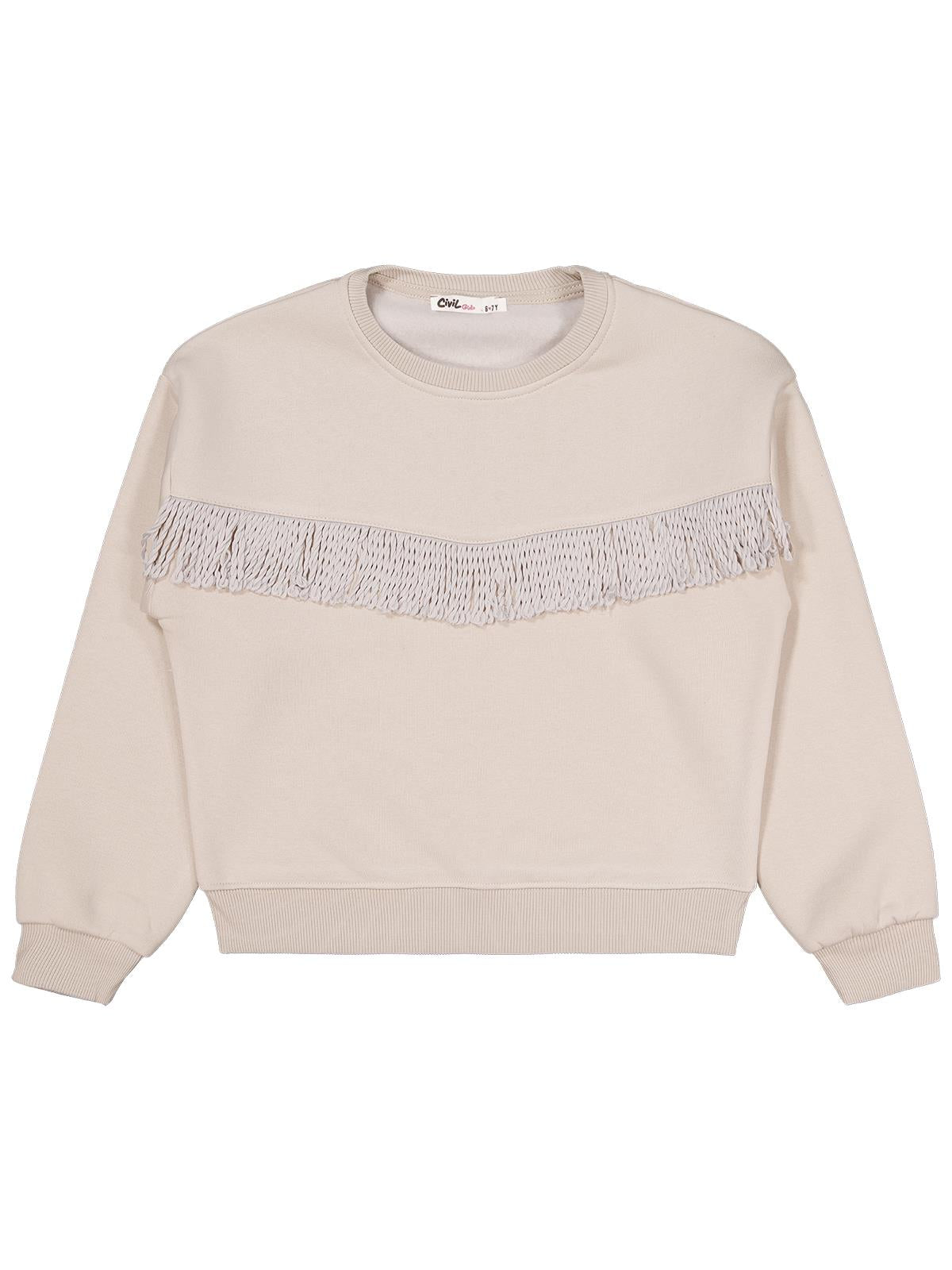 Civil Girls Püsküllü 10-13 Yaş Sweatshirt - Bej