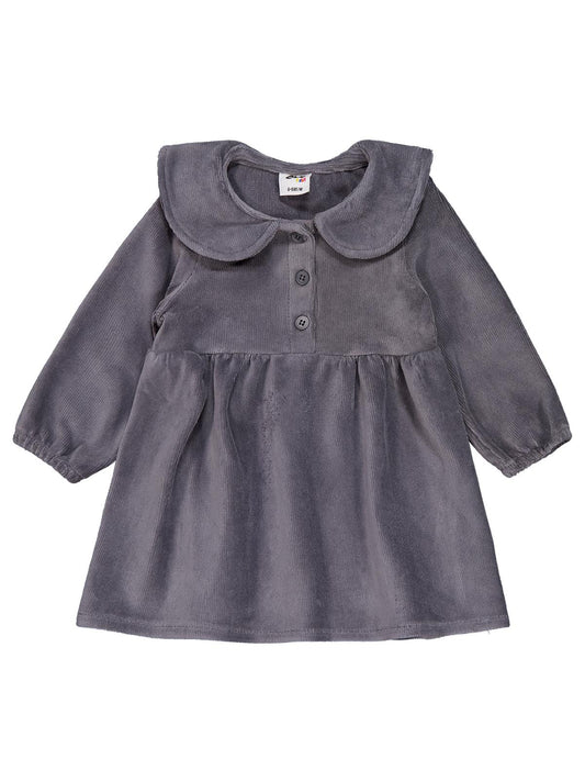 Civil Baby Düğme Detaylı 6-18 Ay Elbise - Gri