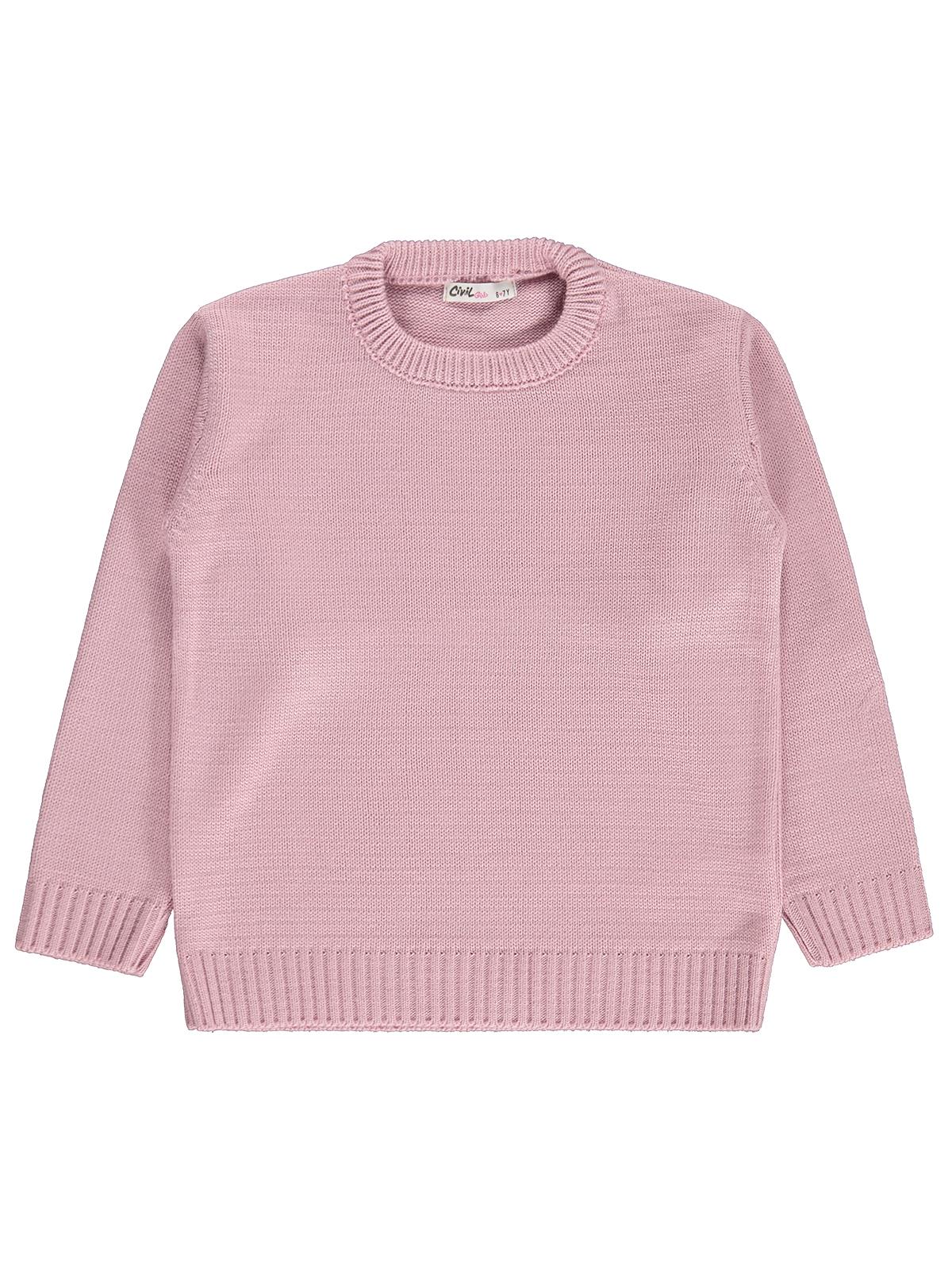 Civil Girls Düz 6-9 Yaş Kazak - Pembe