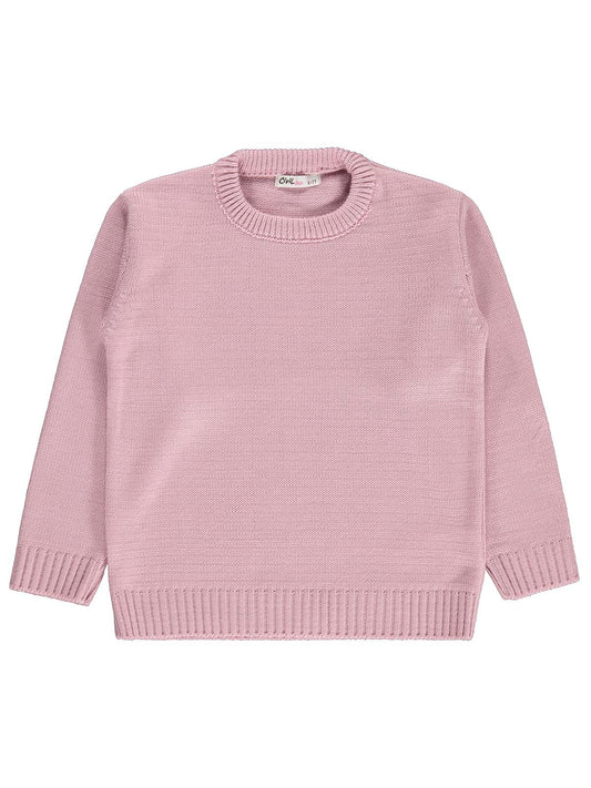Civil Girls Düz 6-9 Yaş Kazak - Pembe