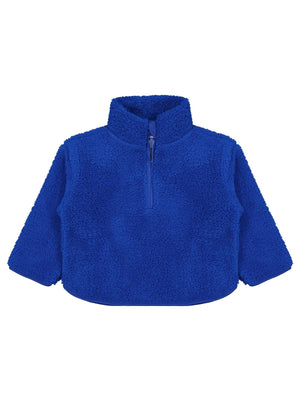 Civil Boys Erkek Çocuk Biyeli Yarım Fermuarlı Sweatshirt | Velsoft | Okul Kreş ve Günlük Kullanım - Mavi