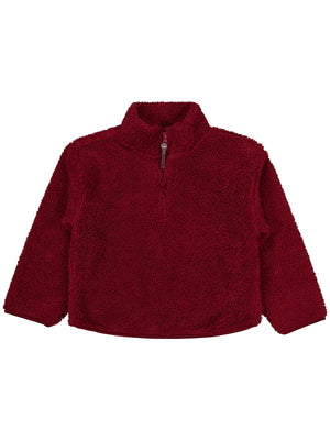 Civil Boys Erkek Çocuk Biyeli Yarım Fermuarlı Sweatshirt | Velsoft | Okul Kreş ve Günlük Kullanım - Bordo