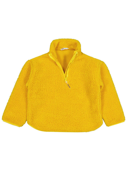 Civil Boys Erkek Çocuk Biyeli Yarım Fermuarlı Sweatshirt | Velsoft | Okul Kreş ve Günlük Kullanım - Hardal
