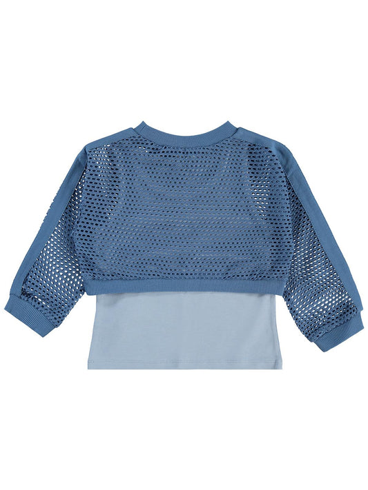 Civil Kız Çocuk File Atletli Sweatshirt | Likralı Süprem Uzun Kol | Okul Kreş ve Günlük Kullanım - Yeşil