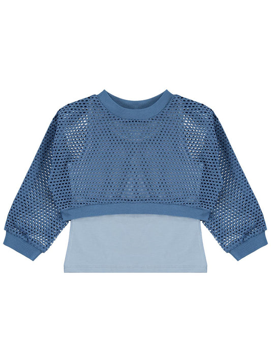 Civil Kız Çocuk File Atletli Sweatshirt | Likralı Süprem Uzun Kol | Okul Kreş ve Günlük Kullanım - Yeşil