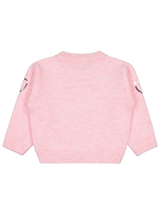 Civil Girls Pullu Kalp Nakışlı 2-5 Yaş Kazak - Pembe
