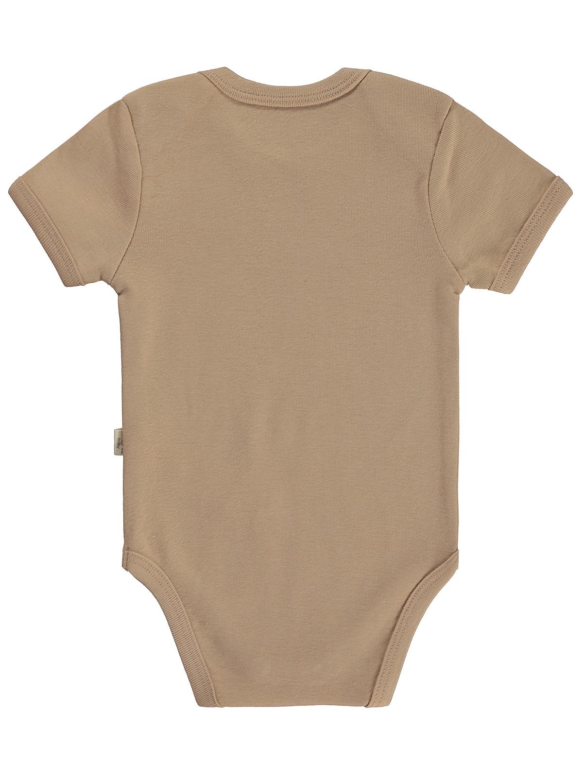 Civil Baby Düz Renkli Kısa Kol  Çıtçıtlı Badi - Kahverengi