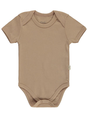Civil Baby Düz Renkli Kısa Kol  Çıtçıtlı Badi - Kahverengi