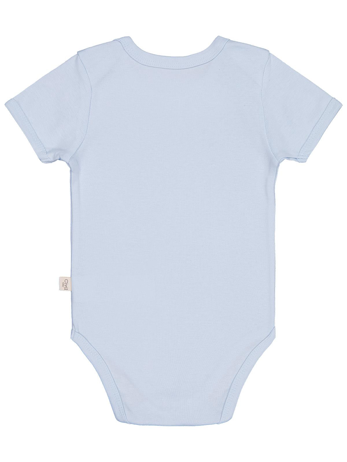 Civil Baby Düz Renkli Kısa Kol 1-3 Yaş Çıtçıtlı Badi - Mavi