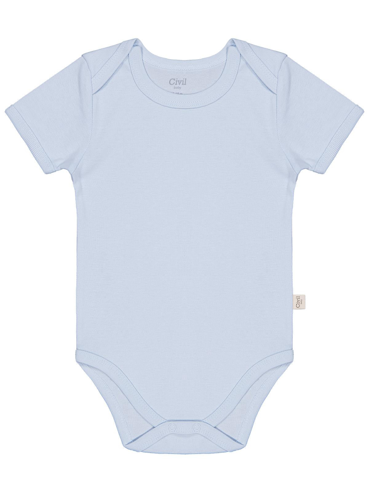 Civil Baby Düz Renkli Kısa Kol  Çıtçıtlı Badi - Mavi