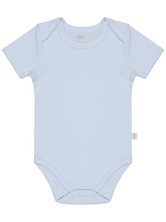 Civil Baby Düz Renkli Kısa Kol 1-3 Yaş Çıtçıtlı Badi - Mavi
