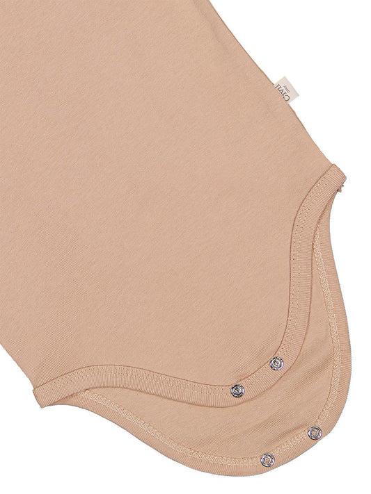 Civil Baby Düz Renkli Kısa Kol 1-3 Yaş Çıtçıtlı Badi - Kahverengi