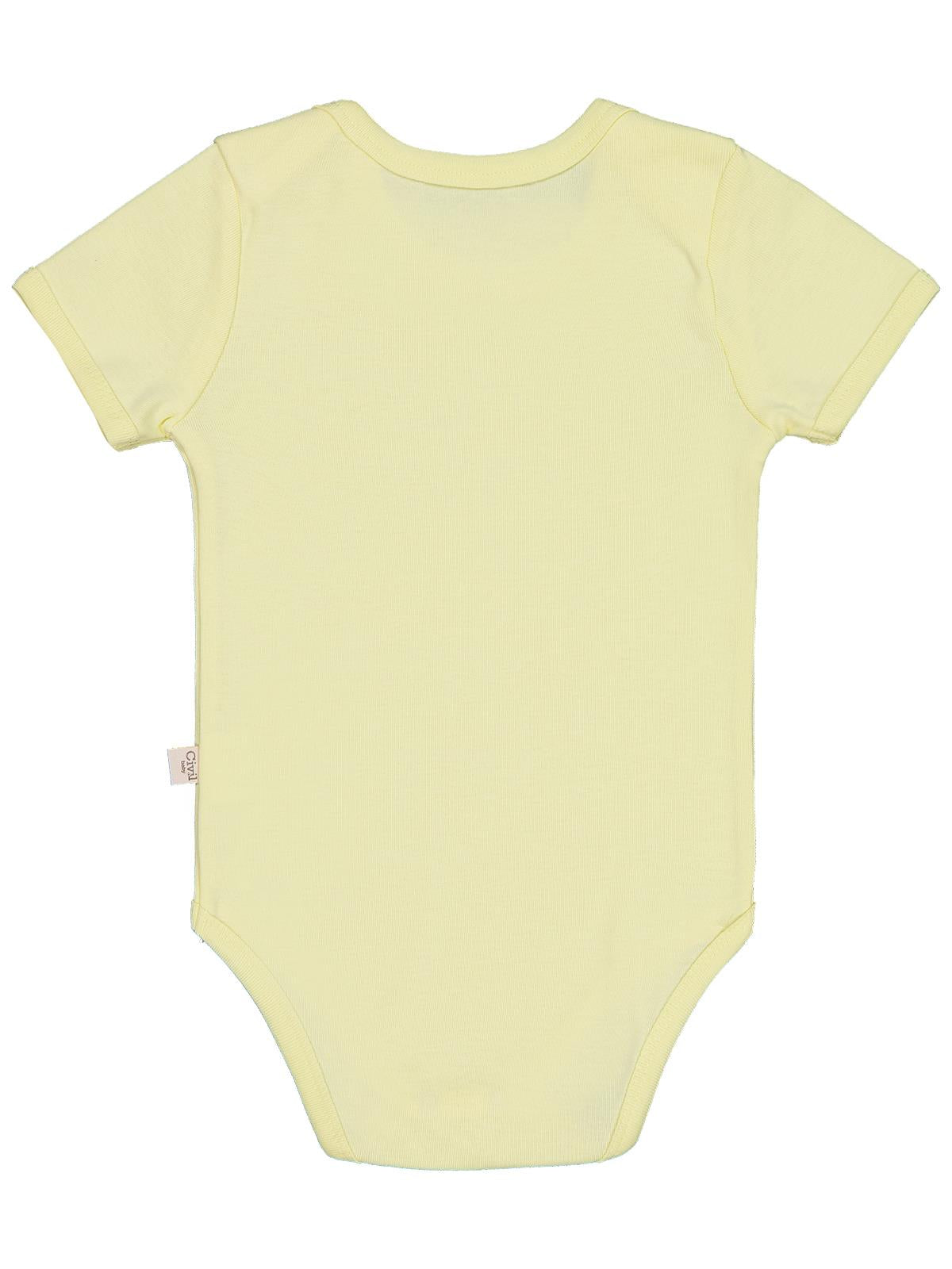 Civil Baby Düz Renkli Kısa Kol 1-3 Yaş Çıtçıtlı Badi - Sarı