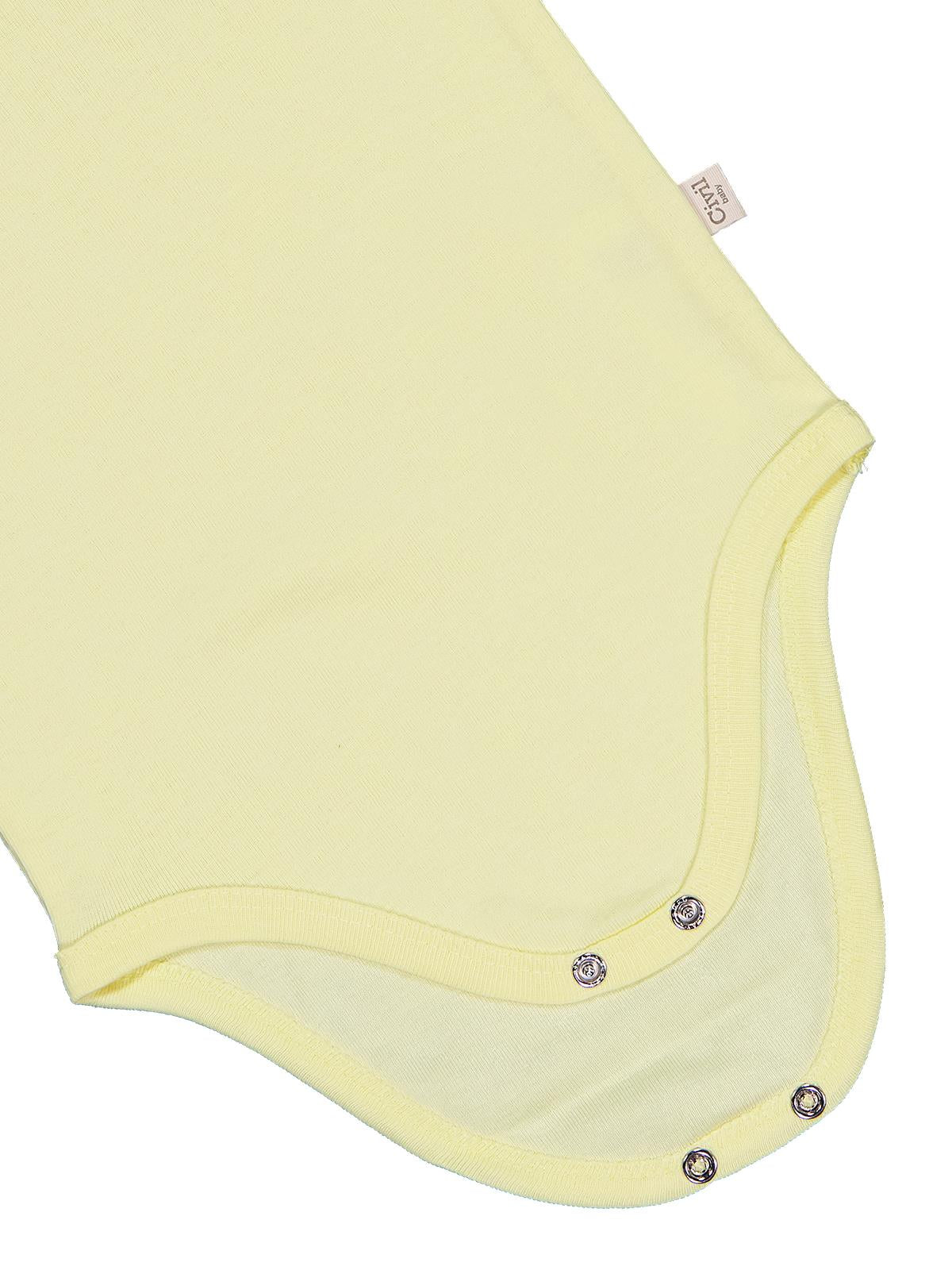Civil Baby Düz Renkli Kısa Kol 1-3 Yaş Çıtçıtlı Badi - Sarı