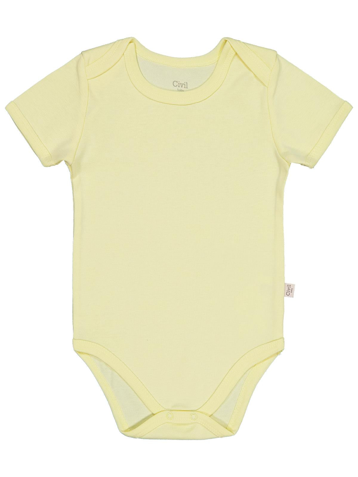 Civil Baby Düz Renkli Kısa Kol 1-3 Yaş Çıtçıtlı Badi - Sarı