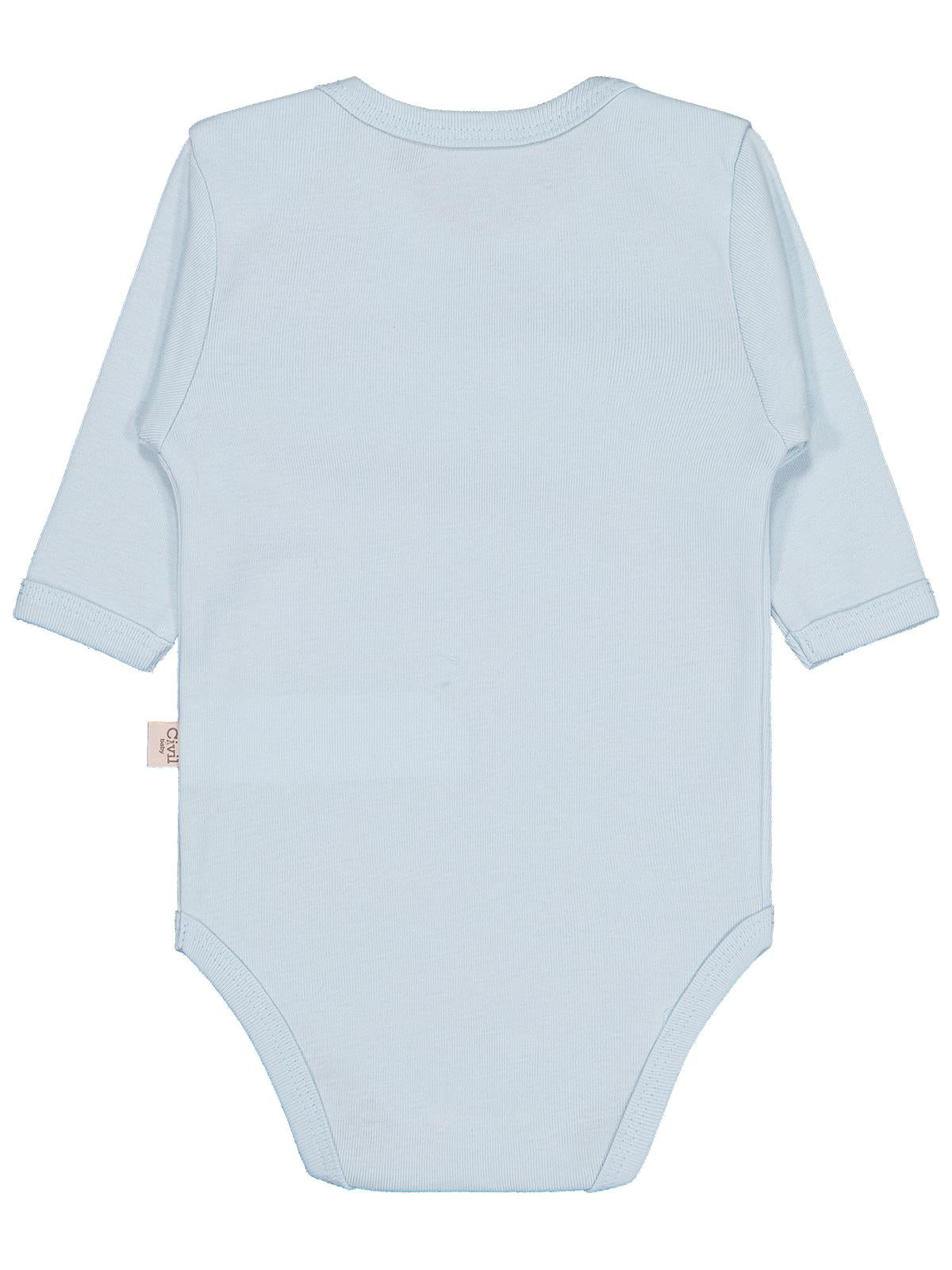Civil Baby Düz Renkli Uzun Kol  Çıtçıtlı Badi - Mavi