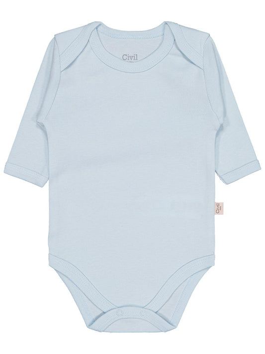 Civil Baby Düz Renkli Uzun Kol 12-36 Ay Çıtçıtlı Badi - Mavi
