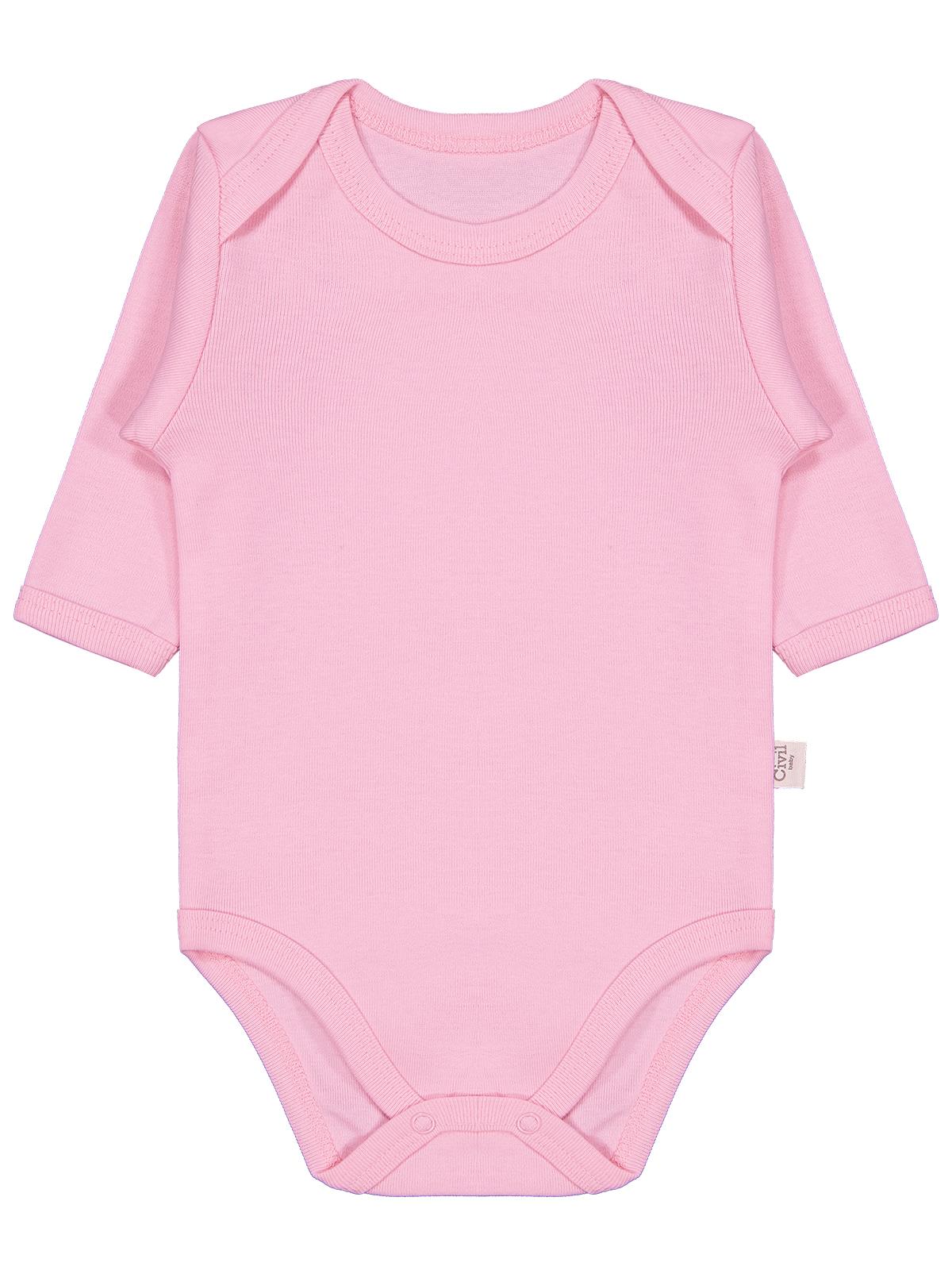 Civil Baby Düz Renkli Uzun Kol  Çıtçıtlı Badi - Pembe