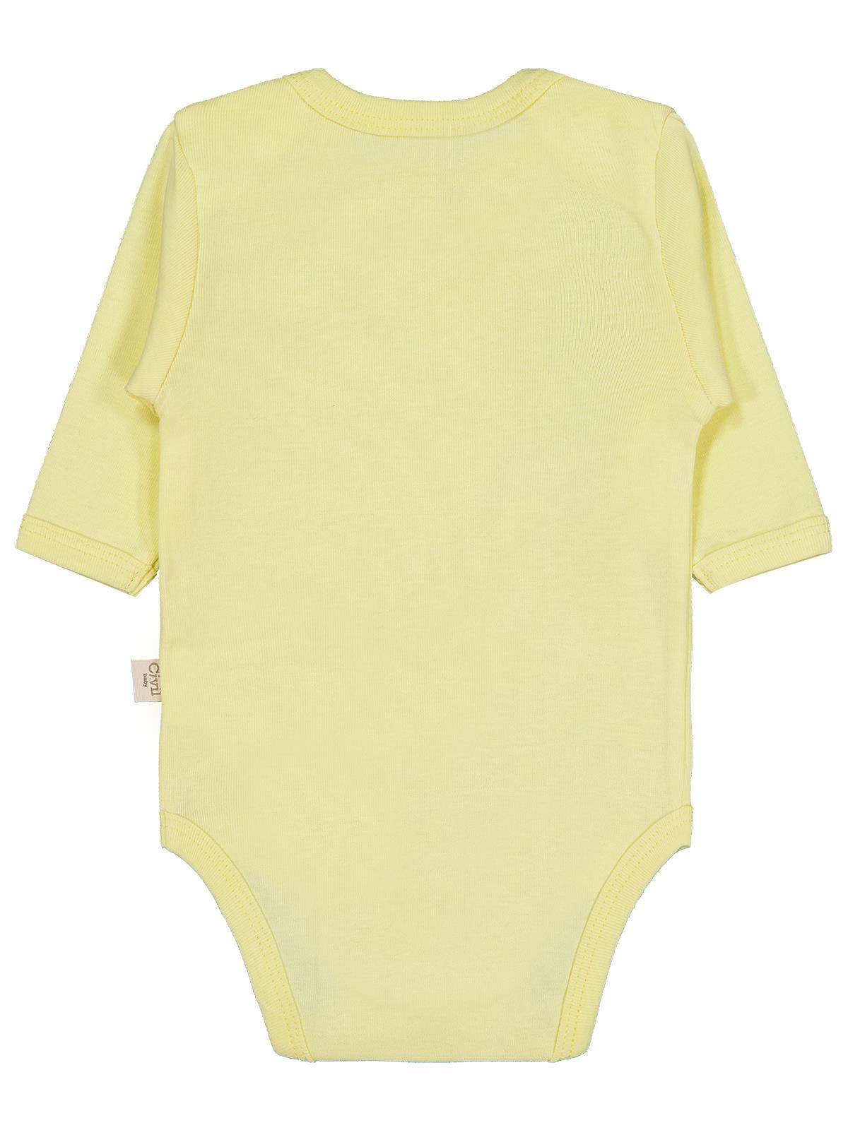 Civil Baby Düz Renkli Uzun Kol 12-36 Ay Çıtçıtlı Badi - Sarı