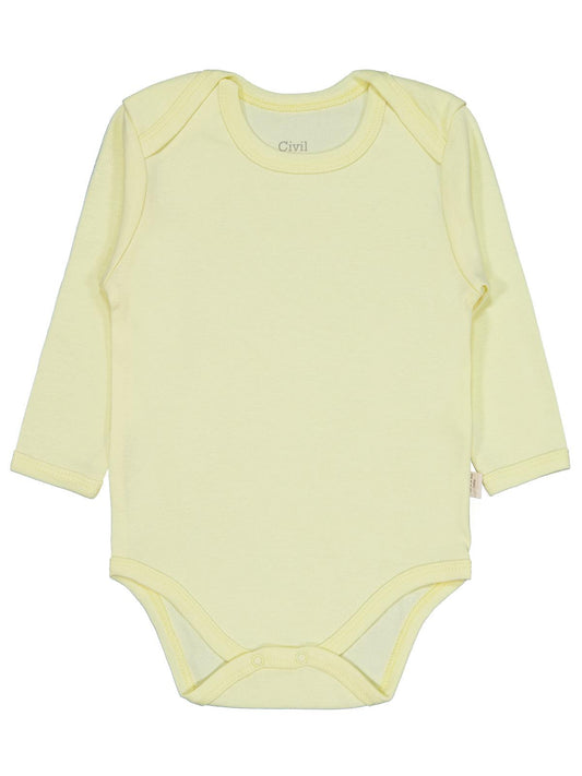 Civil Baby Düz Renkli Uzun Kol 12-36 Ay Çıtçıtlı Badi - Sarı
