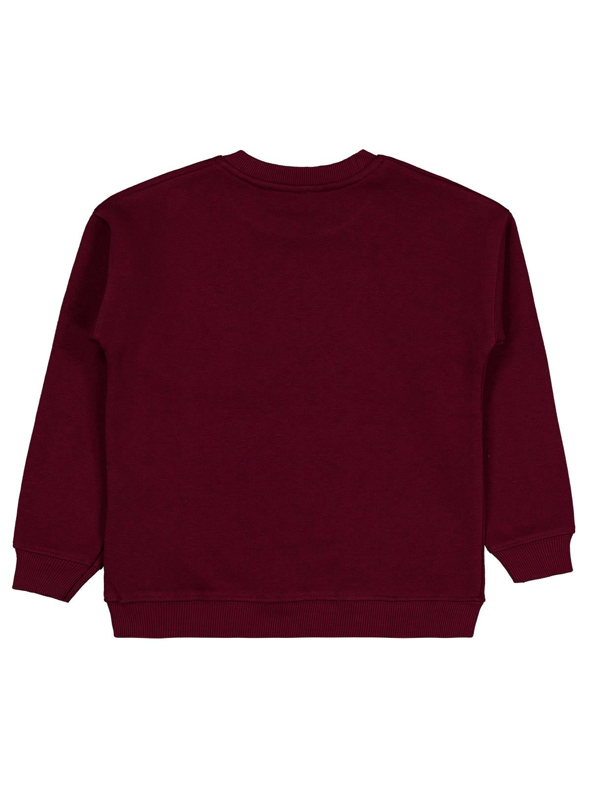 Civil Girls Kız Çocuk POSSITIVE Baskılı Sweatshirt | 3 İp Uzun Kol | Okul Kreş ve Günlük Kullanım - Bordo