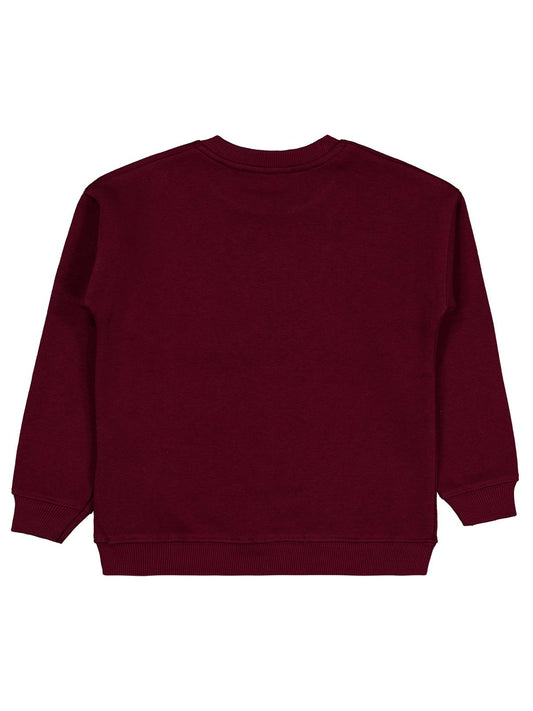 Civil Girls Kız Çocuk POSSITIVE Baskılı Sweatshirt | 3 İp Uzun Kol | Okul Kreş ve Günlük Kullanım - Bordo