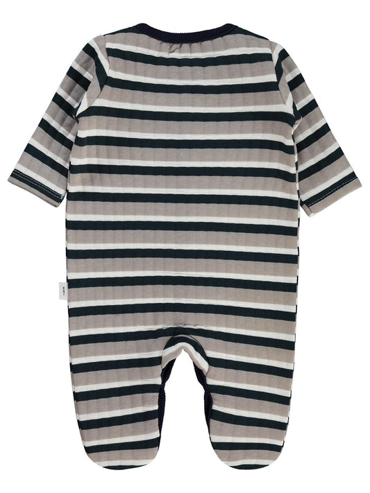 Civil Baby Kare Çizgi Empirme Patikli 1-9 Ay Tulum - Bej