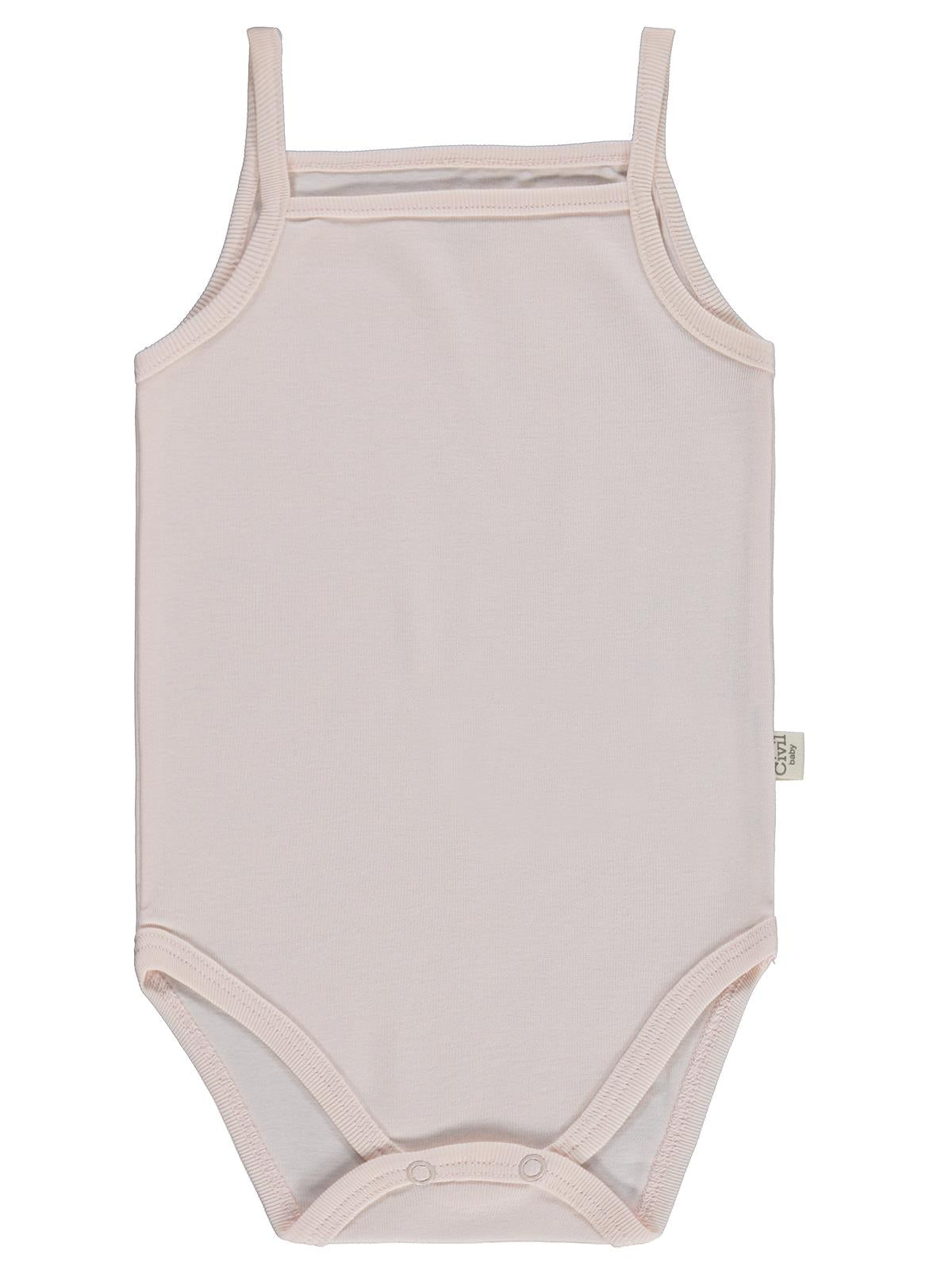 Civil Baby 3 lü Çizgili İp Askılı 0-36 Ay Çıtçıtlı Badi - Pembe