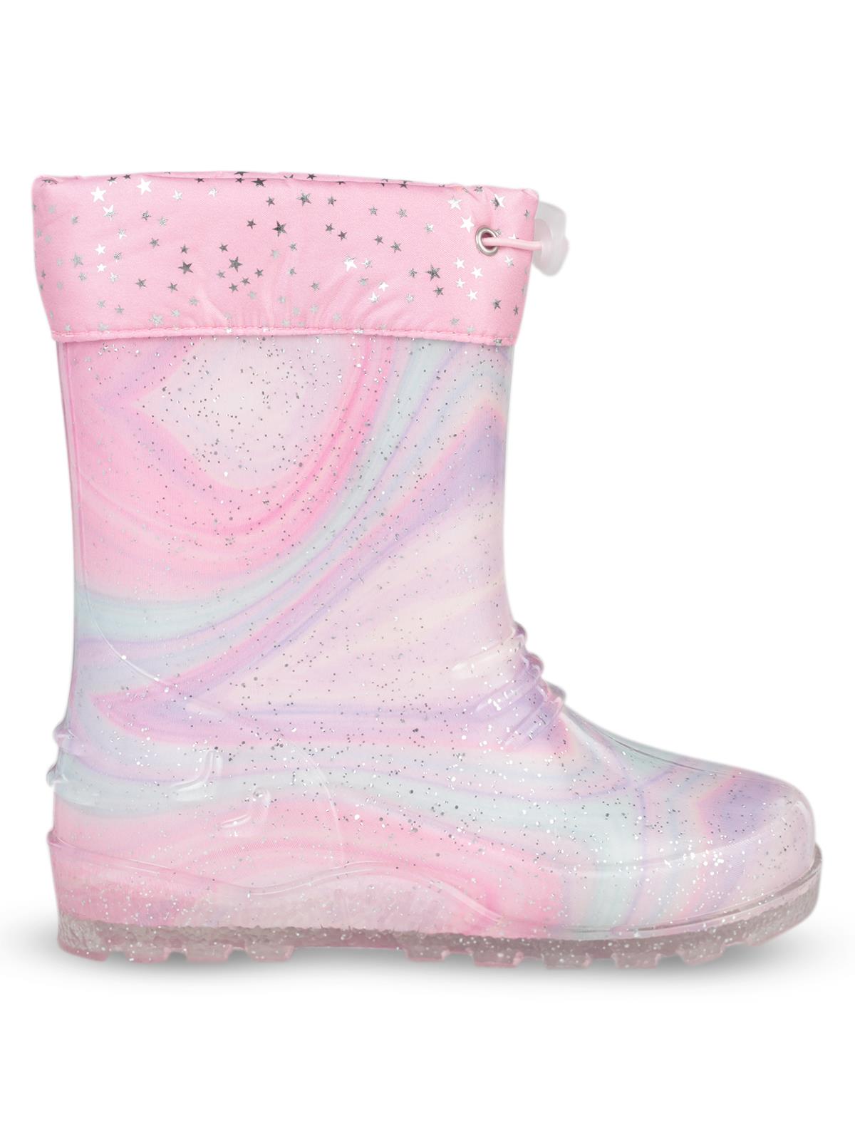 Civil Boots Simli Batik 30-36  Numara Yağmur Çizmesi - Pembe