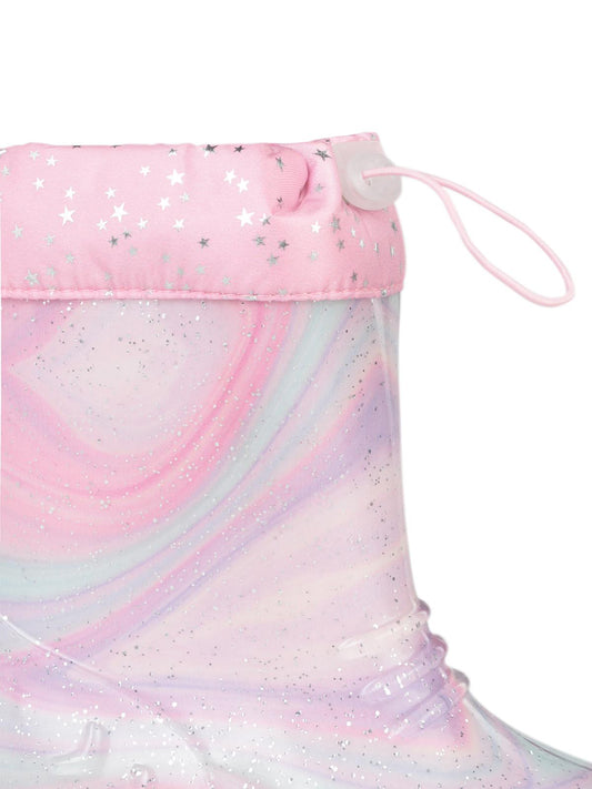 Civil Boots Simli Batik 30-36  Numara Yağmur Çizmesi - Pembe